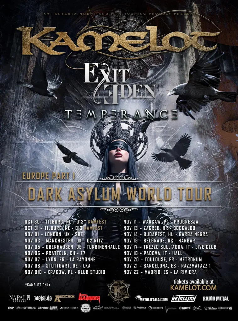 kamelot dark asylum power metal symphonic metal European tour napalm records SLH Agency PR metal agency based in france